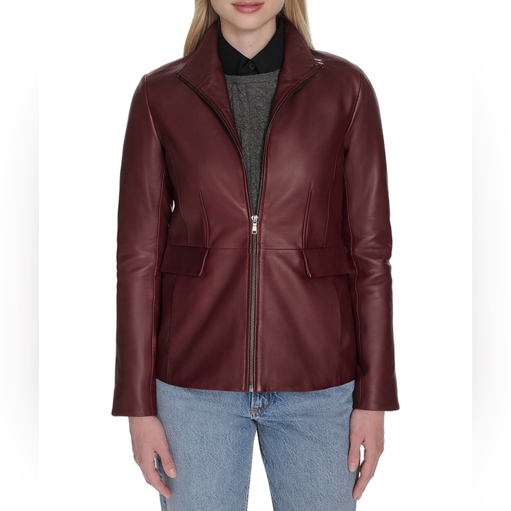 Cole Haan - Wing Collar Leather Jacket